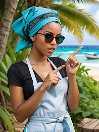A petite 22 year old Ethiopian girl at Yemaya Reefs on Little Corn Island